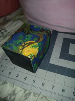 Hand Painted Mtg Deck Box - mystic moon tree -One Of A Kind Artwork tappedAlters - Image 1