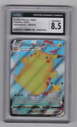 2021 POKEMON CELEBRATIONS #009 FULL ART/SURFING PIKACHU VMAX CGC 8.5 - Image 1