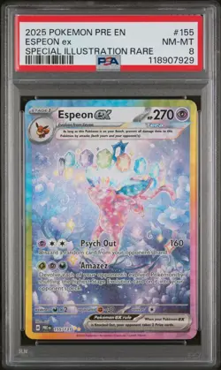 Pokemon Prismatic Evolutions Espeon EX Special Illustration Rare 155/131 PSA 8 - Image 1