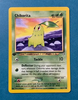 Pokemon TCG: Chikorita 53/111, Neo Genesis, 1st EDITION, English, LP - Image 1