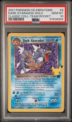 Pokemon 2021 Celebrations Classic Collection Dark Gyarados 8/82 PSA 10 GEM MINT - Image 1