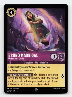 Bruno Madrigal 39/204 Super Rare Ursula's Return Lorcana Card - Image 1
