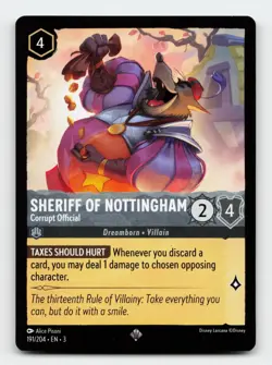 Sheriff of Nottingham 191/204 Super Rare Into the Inklands Lorcana Card - Image 1