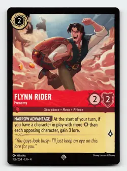 Flynn Rider 106/204 Super Rare Ursula's Return Lorcana Card - Image 1