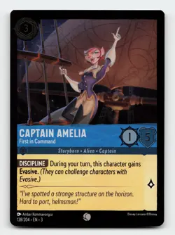Captain Amelia 138/204 Common Into the Inklands Cold Foil Lorcana Card - Image 1