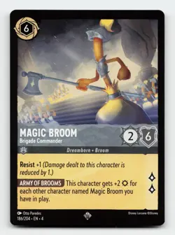 Magic Broom 186/204 Super Rare Ursula's Return Lorcana Card - Image 1