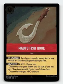 Maui's Fish Hook 132/204 Rare Into the Inklands Cold Foil Lorcana Card - Image 1