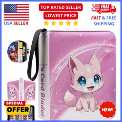 Trading Card Binder 440 Slots - Pink 4-Pocket Zipper Case + Stickers - Image 1