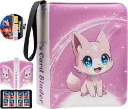 Trading Card Binder 440 Slots - Pink 4-Pocket Zipper Case + Stickers - Image 2