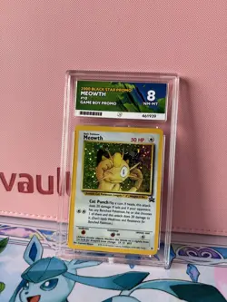 Pokemon Holo Card Gameboy Meowth Black Star Promo WOTC ACE 8 - Image 2