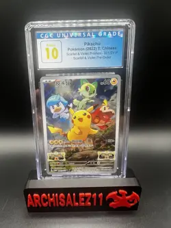 CGC 10 PRISTINE Japanese Pokemon 2022 Pikachu 001/SV-P Scarlet Violet PROMO - Image 1