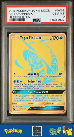 2019 Pokemon SM Hidden Fates SV92/SV94 Tapu Fini GX PSA 10 - Image 1
