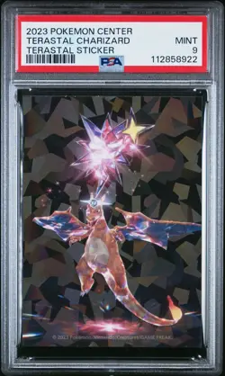 2023 POKEMON CENTER TERASTAL STICKER TERASTAL CHARIZARD PSA 9 - Image 1