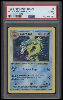 1999 Pokemon Gyarados Base Set Shadowless 1st Edition Holo Rare #6 PSA 9 Mint - Image 1