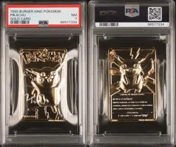1999 Pikachu Pokemon Gold-Plated Burger King Promo Psa 7 - Image 1