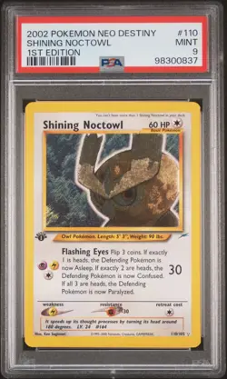 2002 Pokemon Neo Destiny Shining Noctowl 1st Edition 110/105 PSA 9 MINT - Image 1