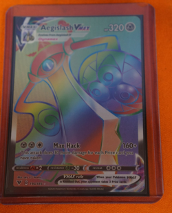 Pokemon 190/185 Aegislash Vmax Rainbow Secret Rare Vivid Voltage Card - Image 1