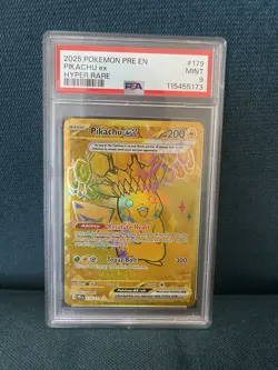 Pokemon Pikachu EX 179/132 PSA 9 Prismatic Evolutions Gold Hyper Rare 179/131 ✨ - Image 1