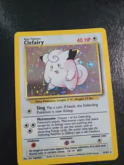 Clefairy 5/102 1999 Base Set Unlimited Pokemon WOTC Vintage Holo Rare LP - Image 1