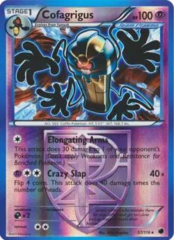 1x - Cofagrigus - 57/116 - Rare - Reverse Holo NM, English Pokemon Plasma Freeze - Image 1
