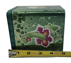 Pokemon 2 Tins TCG Empty Green Yellow Stackable Storage 2022 Set of 2 No Cards - Image 3