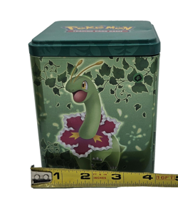 Pokemon 2 Tins TCG Empty Green Yellow Stackable Storage 2022 Set of 2 No Cards - Image 4