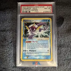 Pokemon 2007 Vaporeon Gold Star EX Power Keepers #102 Holo PSA 8 - Image 1