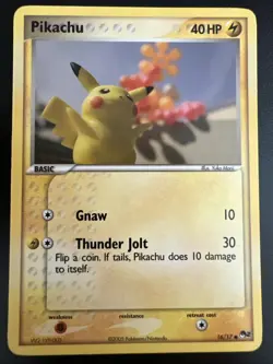 Pikachu 16/17 NM Pop Series 2 Yuka Morii Moderate/Heavy Play Pokemon TCG 2005 - Image 1