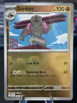 Pokemon TCG Gurdurr 048/086 SV: Black Bolt Master Ball Reverse Holo NM - Image 1