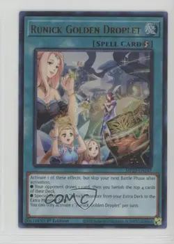 Runick Golden Droplet Ultra Rare 1st Ed. YuGiOh 25th Anniversary Dueling Heroes - Image 1