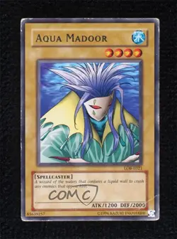 Aqua Madoor European YuGiOh Legend of Blue Eyes White Dragon #LOB-E021 2002 READ - Image 1