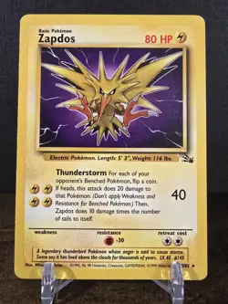Zapdos 30/62 Fossil *Unlimited* *Rare* Pokemon Card TCG Non Holo LP Vintage - Image 1