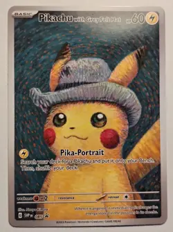 Pikachu with Grey Felt Hat Pokemon x Van Gogh Black Star Promo ACG ART Card NM - Image 1