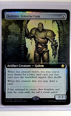 MTG Magic The Gathering Foundations Extended Art Promo Foil Solemn Simulacrum - Image 1