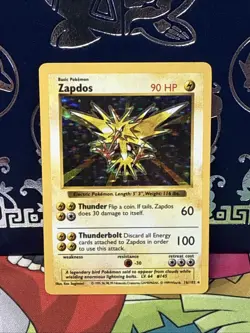 1999 Zapdos Shadowless #16 Holo Rare WOTC Pokemon LP - Image 1