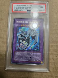 PSA 9 MINT Elemental Hero Chaos Neos GLAS-EN036 Secret Rare 1st Edition Yugioh - Image 2