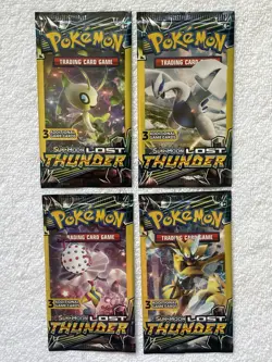 Pokemon Sun & Moon Lost Thunder Booster Art Set Lot of Four Dollar Tree 3 Card - Image 1