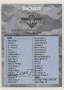 1997 Overpower Collectible Card Game Checklist - Image 1