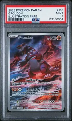 Pokemon TCG Groudon Illustration Rare Card 199/182 PSA 9 Paradox Rift SV04 - Image 1