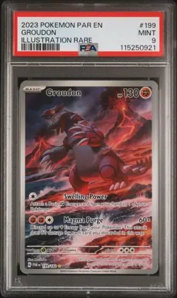 Pokemon TCG Groudon Illustration Rare Card 199/182 PSA 9 Paradox Rift SV04 - Image 1
