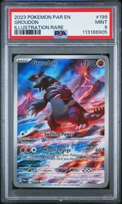 Pokemon TCG Groudon Illustration Rare Card 199/182 PSA 9 Paradox Rift SV04 - Image 1