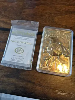 Pokemon #61 Poliwhirl 1999 Burger King Lmtd Ed 23k Gold Plated Card in Pokeball - Image 2