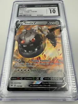 CGC Graded 10 GEM MINT Steelix V 115/185 Vivid Voltage Pokemon Card - Image 1
