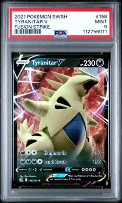 2021 Pokemon SWSH Fusion Strike Tyranitar V 158/264 PSA 9 Mint - Image 1