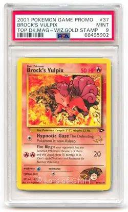PSA 9 MINT Brock's Vulpix W Stamp Promo 2000 Pokemon WOTC Top Deck 37/132 -02 - Image 1