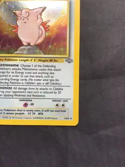 Pokemon Cards: Jungle 1st Edition Rare Holo: Clefable 1/64 - Image 5