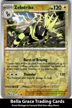 Zebstrika #063/182 SV04: Paradox Rift Pokemon Uncommon Reverse Holo - Image 1