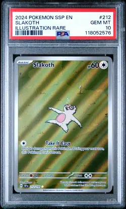 2024 POKEMON SSP EN-SURGING SPARKS ILLUSTRATION RARE #212 SLAKOTH PSA 10 - Image 1