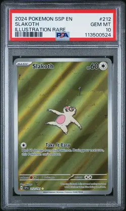 2024 POKEMON SSP EN-SURGING SPARKS ILLUSTRATION RARE #212 SLAKOTH PSA 10 - Image 1