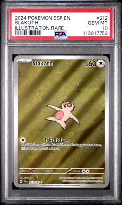 2024 POKEMON SSP EN-SURGING SPARKS ILLUSTRATION RARE #212 SLAKOTH PSA 10 - Image 1